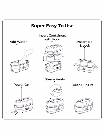 XECH Hot Box II - Electric Lunch Box with SafeSteam™ Technology-6