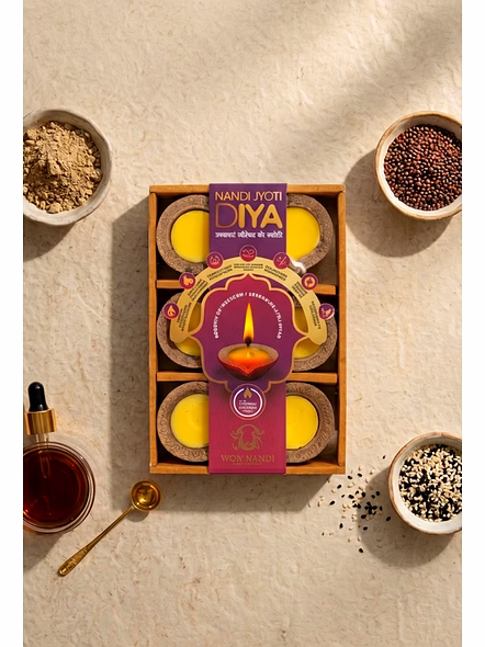 Daily Diya Natural - Eco-Friendly Cow Dung Diya for Spiritual Illumination-3pcs-3