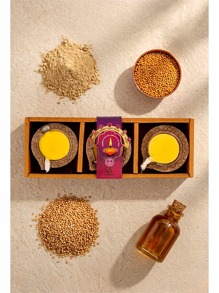 Daily Diya Natural - Eco-Friendly Cow Dung Diya for Spiritual Illumination-3pcs-5