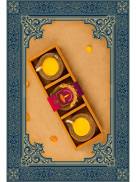 Daily Diya Natural - Eco-Friendly Cow Dung Diya for Spiritual Illumination-3pcs-6