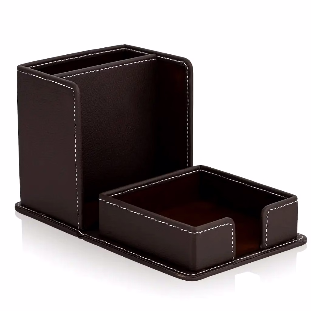 Exquisite Leather Desktop Stand Organizer for a Sophisticated Workspace image 2