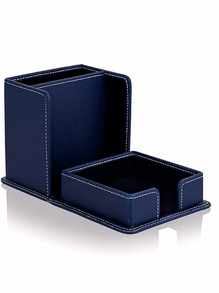 Exquisite Leather Desktop Stand Organizer for a Sophisticated Workspace-Brown-5