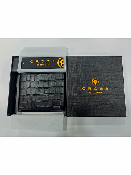 Cross Croco Liren Slim Wallet - Elegant and Functional Men's Wallet-Blue-4