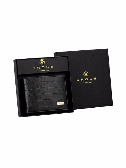 Cross Croco Liren Slim Wallet - Elegant and Functional Men's Wallet-Blue-1