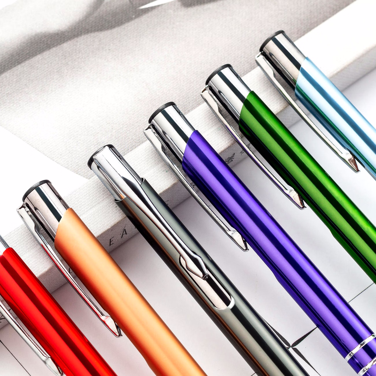 Refillable Metallic Click Ballpoint Pen with Silver Double-Ring Design - Premium Executive Pen image 2