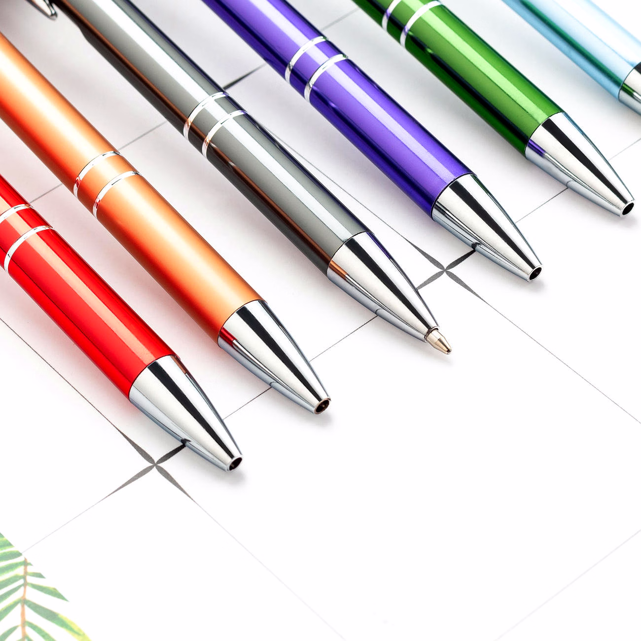 Refillable Metallic Click Ballpoint Pen with Silver Double-Ring Design - Premium Executive Pen image 3