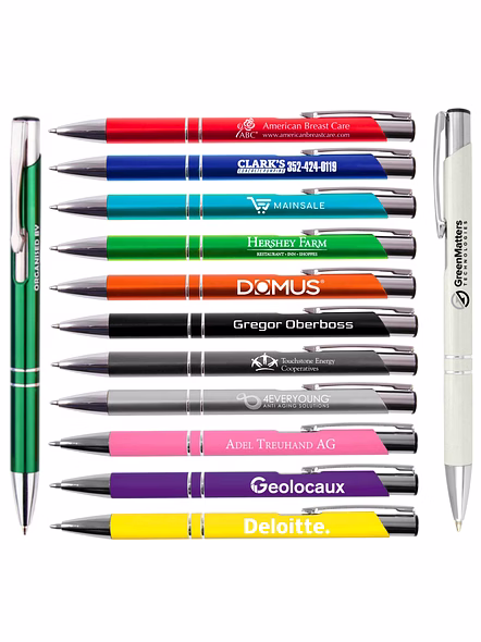 Refillable Metallic Click Ballpoint Pen with Silver Double-Ring Design - Premium Executive Pen with