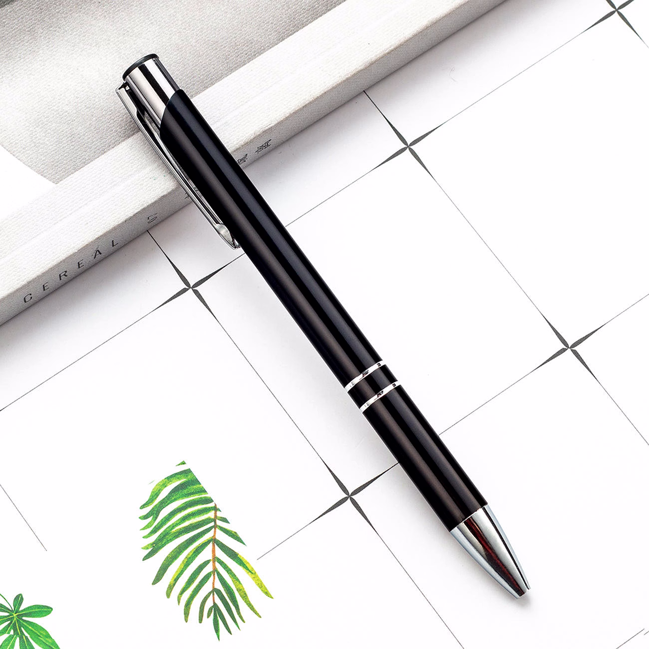 Refillable Metallic Click Ballpoint Pen with Silver Double-Ring Design - Premium Executive Pen image 5