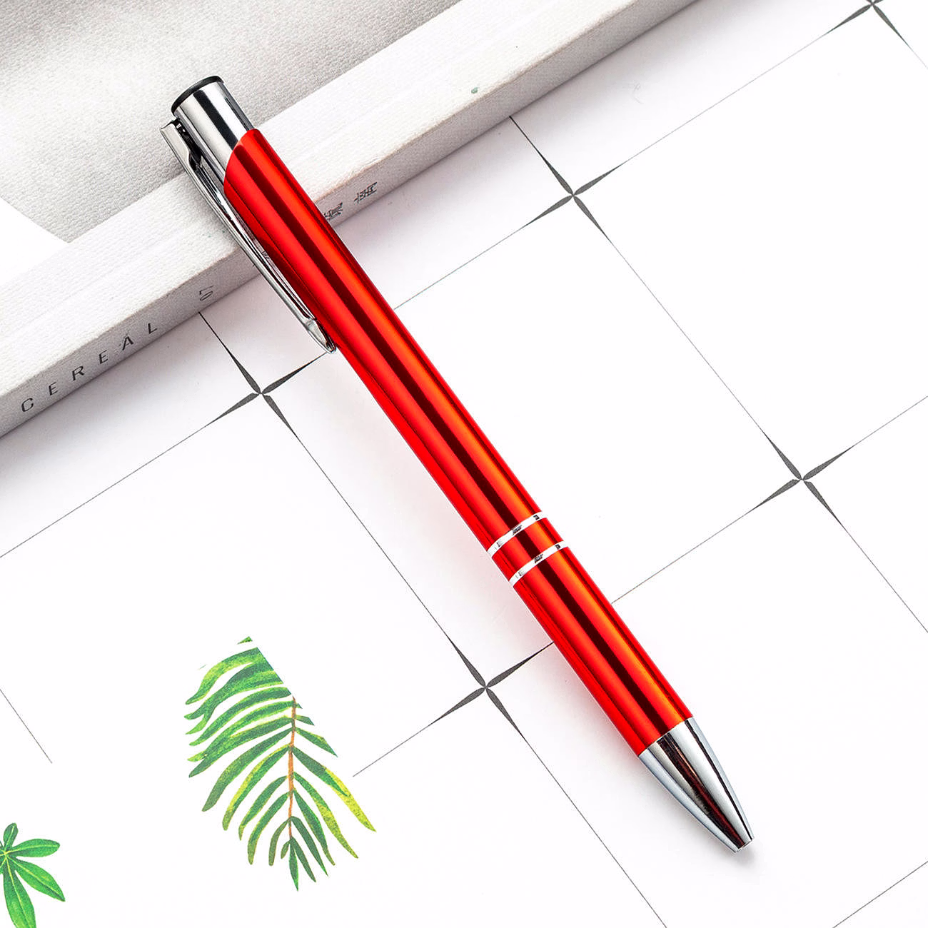 Refillable Metallic Click Ballpoint Pen with Silver Double-Ring Design - Premium Executive Pen image 6