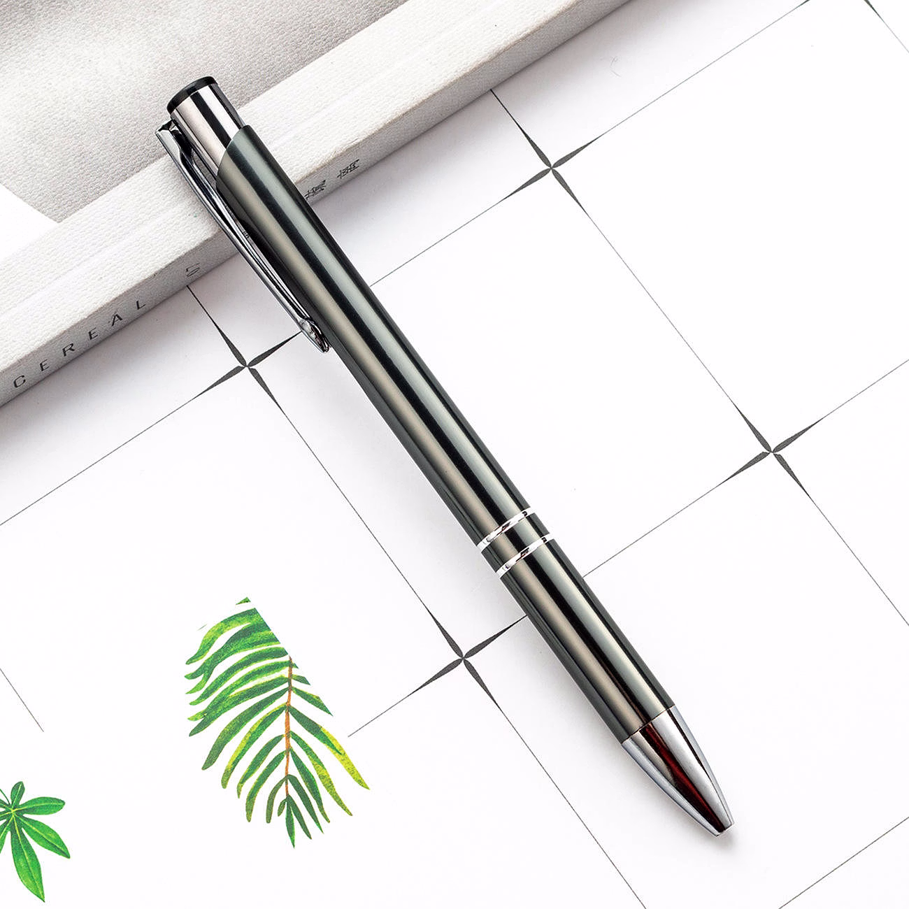 Refillable Metallic Click Ballpoint Pen with Silver Double-Ring Design - Premium Executive Pen image 7