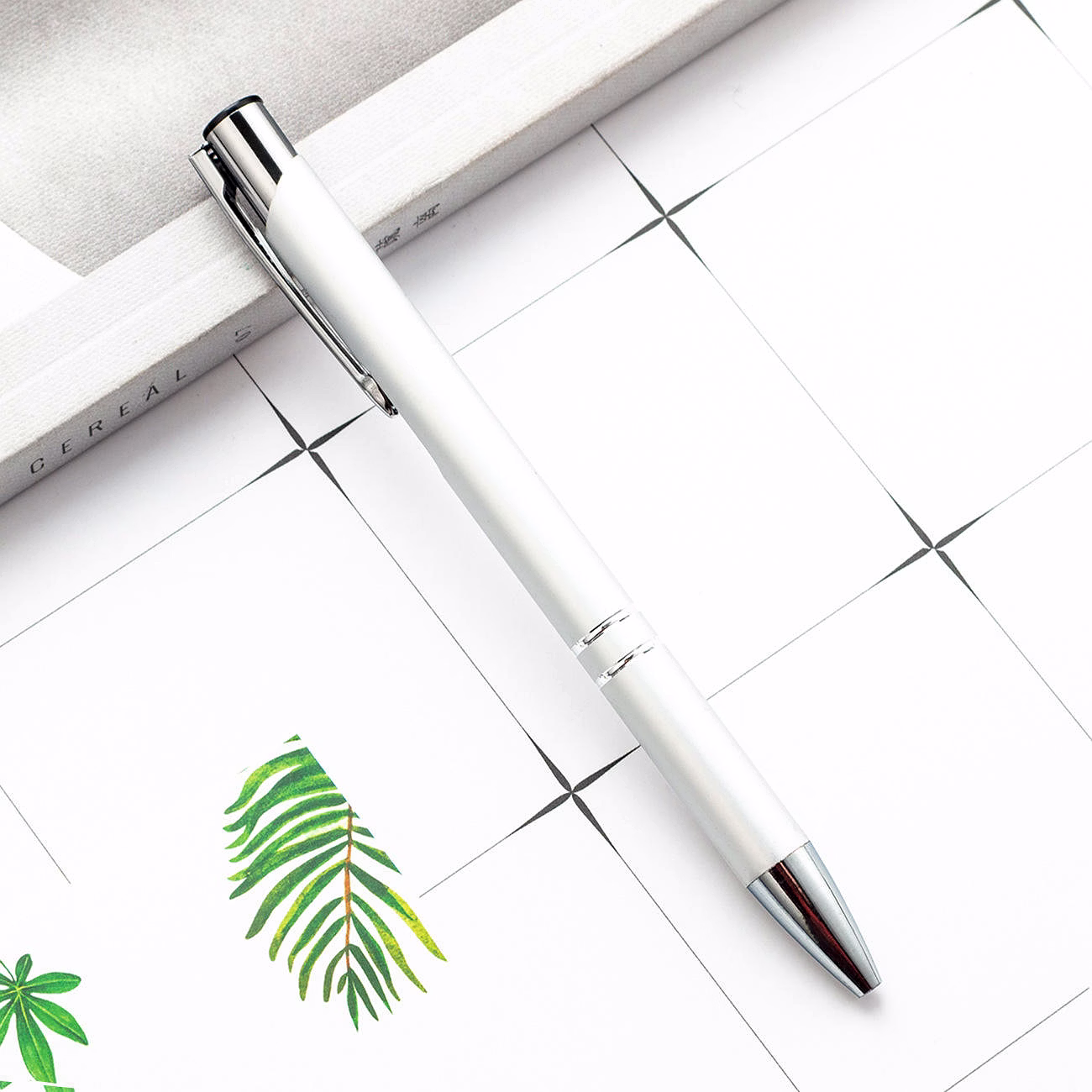 Refillable Metallic Click Ballpoint Pen with Silver Double-Ring Design - Premium Executive Pen image 8