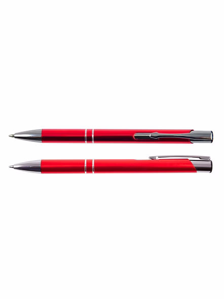 Refillable Metallic Click Ballpoint Pen with Silver Double-Ring Design - Premium Executive Pen-SGP264-RD-L