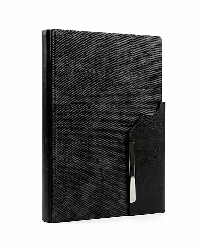 premium textured pu leather notebook with metallic accent