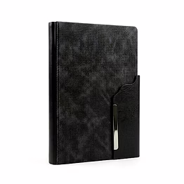 premium textured pu leather notebook with metallic accent