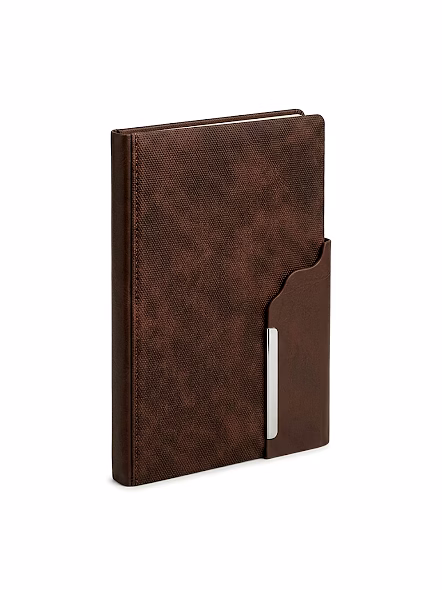 Premium Textured PU Leather Notebook with Metallic Accent-Black-4