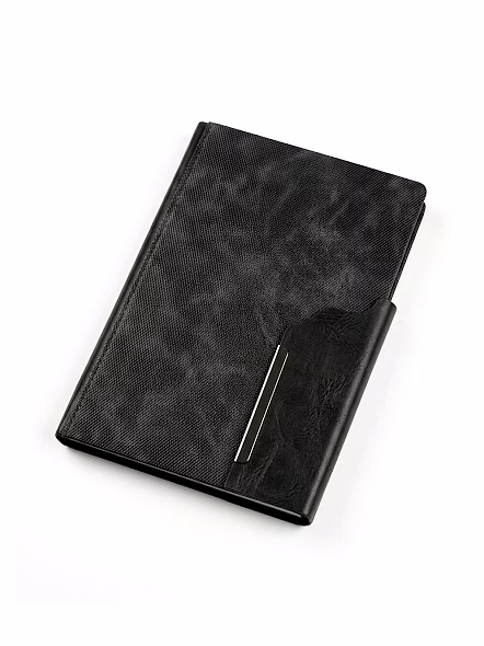 Black executive corporate gifting diary featuring a premium textured cover and modern metallic closu
