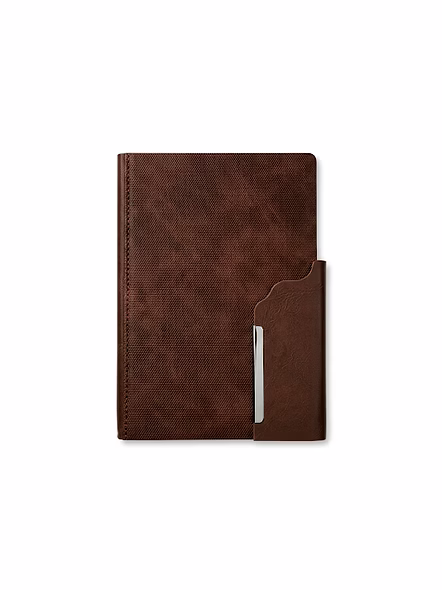 Front look Brown executive corporate gifting diary featuring a premium textured cover and modern met