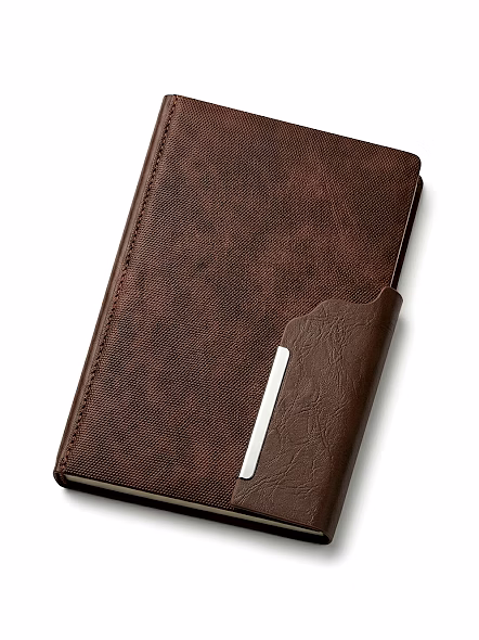 Side angle executive corporate gifting diary featuring a premium textured cover and modern metallic 