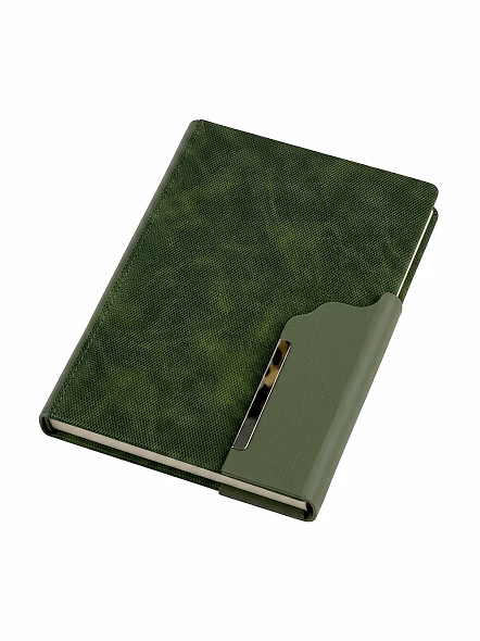 Green executive corporate gifting diary featuring a premium textured cover and modern metallic closu