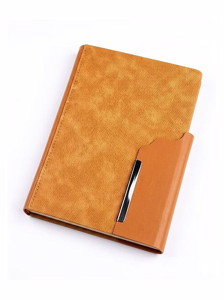 Tan executive corporate gifting diary featuring a premium textured cover and modern metallic closure