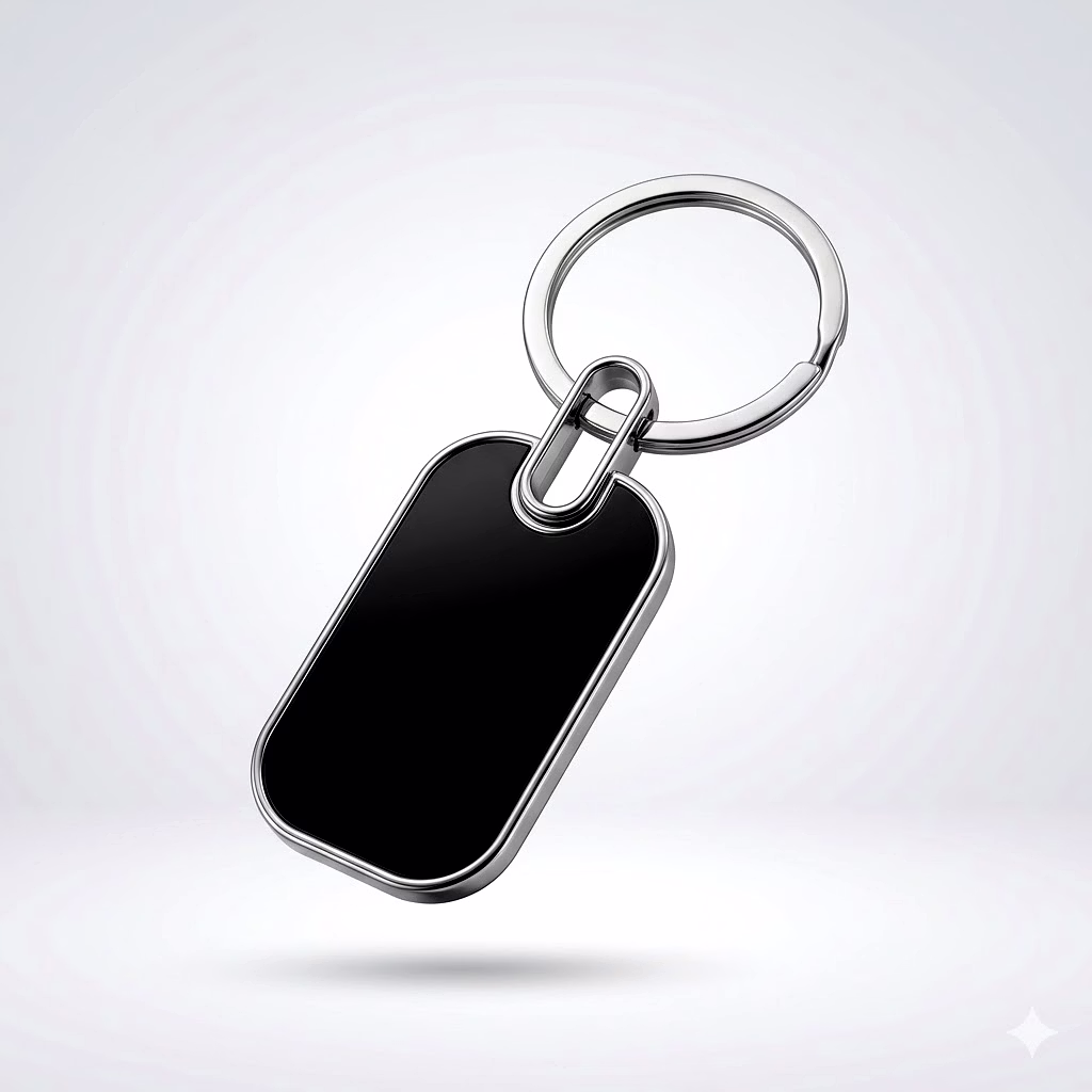 sg keychain premium black mirror metal keychain – minimalist rectangular blank key tag for corporate gifting