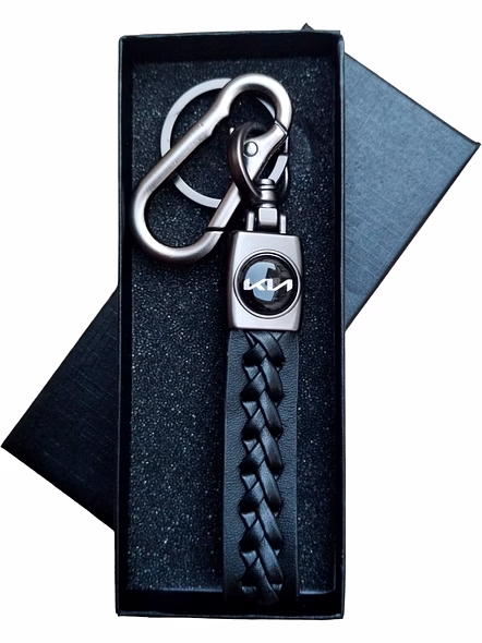 Premium Leather Hook Keyring for Kia - Luxury Car Key Accessory-SHK13KiaBK-1