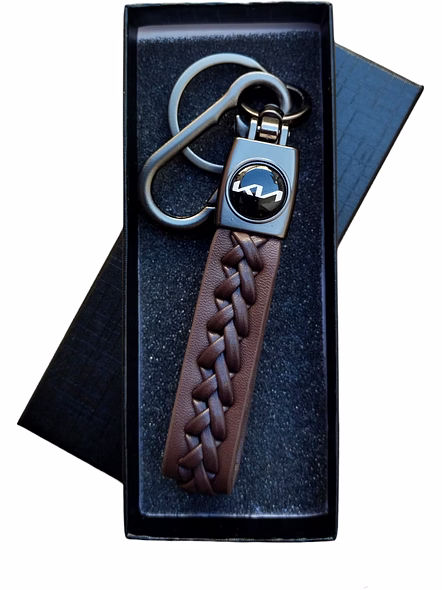 Premium Leather Hook Keyring for Kia - Luxury Car Key Accessory-Black-2