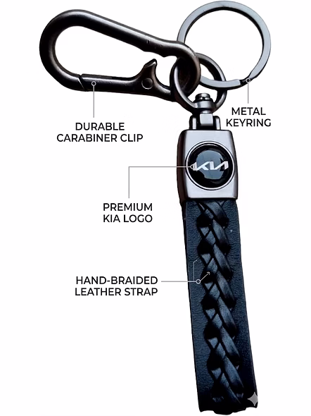 Premium Leather Hook Keyring for Kia - Luxury Car Key Accessory-Black-4