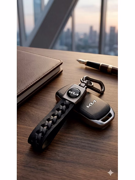 Premium Leather Hook Keyring for Kia - Luxury Car Key Accessory-Black-5