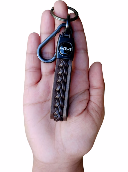 Premium Leather Hook Keyring for Kia - Luxury Car Key Accessory-Black-6