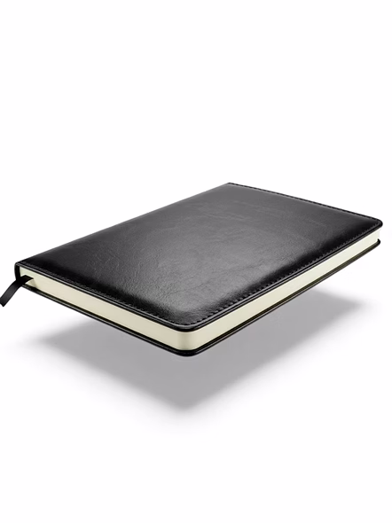 Personalized Premium A5 Vegan Leather Diary &amp; Journal with Custom Name Engraved Golden Plaque-Black-1