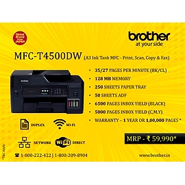Brother HL-T4500DW - A3 Inkjet MFC, Refill Ink Tank Wireless Duplex All-in-One