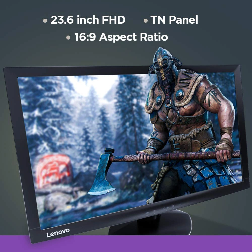 D24-10 Lenovo 23.6-inch Gaming Monitor with LED Backlit, TN Panel, VGA and HDMI Ports (Raven Black)-6