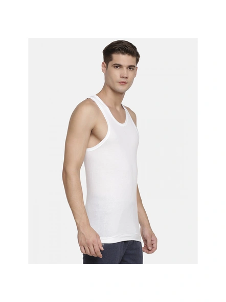 Macroman M-Series Men's Cotton Vest/M77-L-White-1