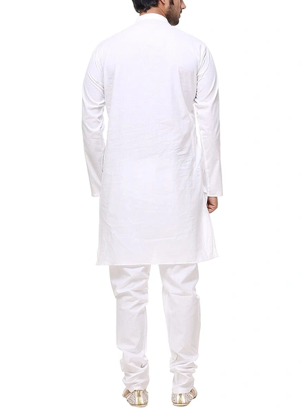 Men's Cotton Plain White Kurta Pyjama Set-38-WHITE-1