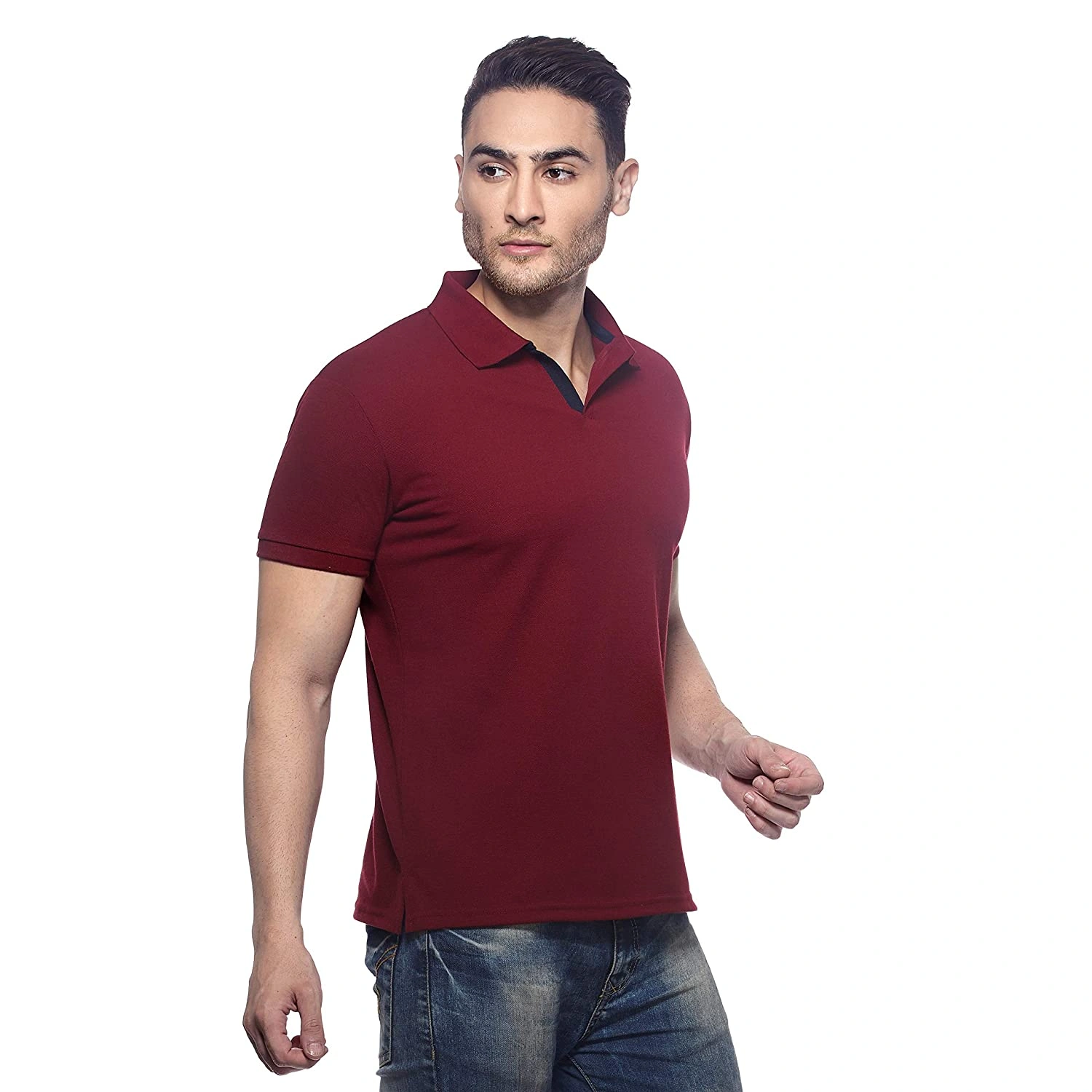 AMENDUS  Polo Neck Tshirt   WINE-WINE-S-1