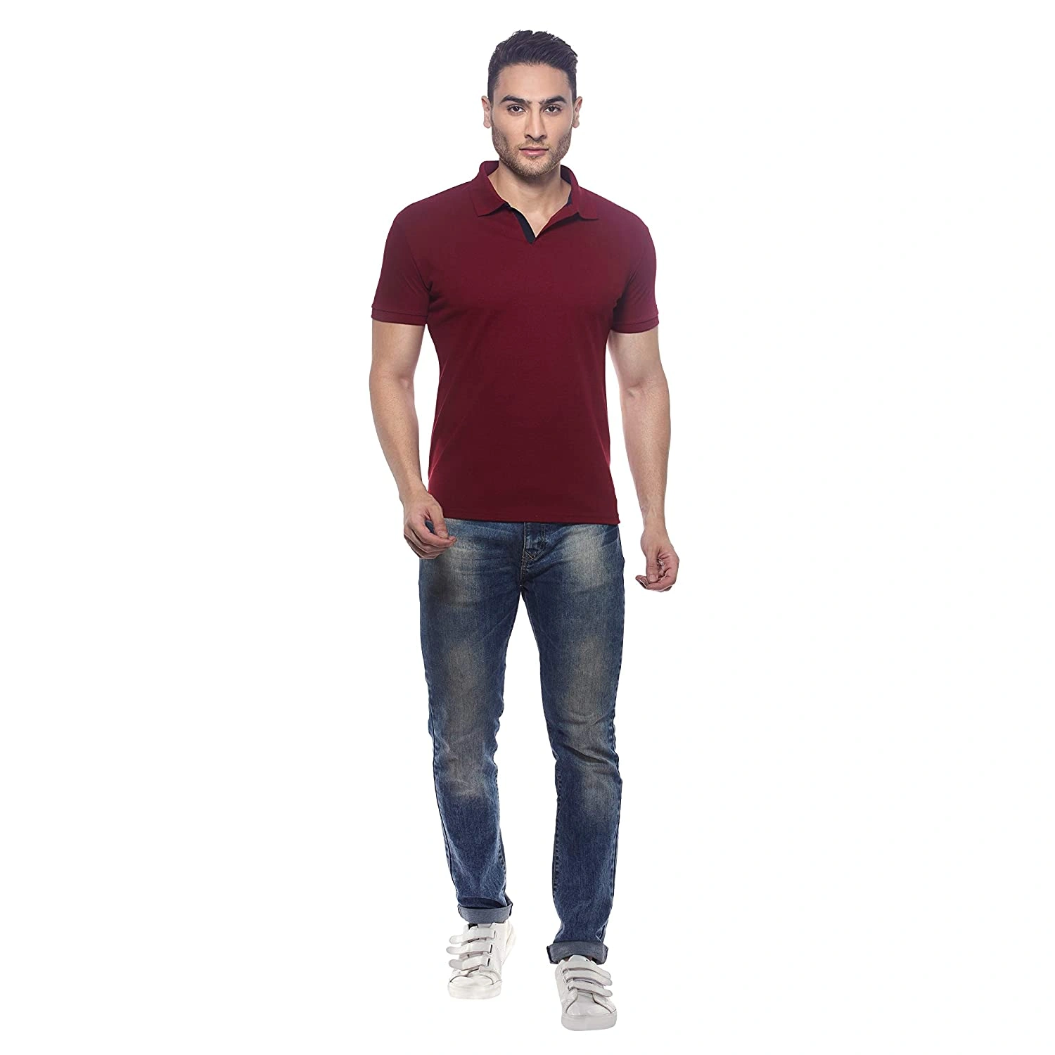 AMENDUS  Polo Neck Tshirt   WINE-WINE-S-4