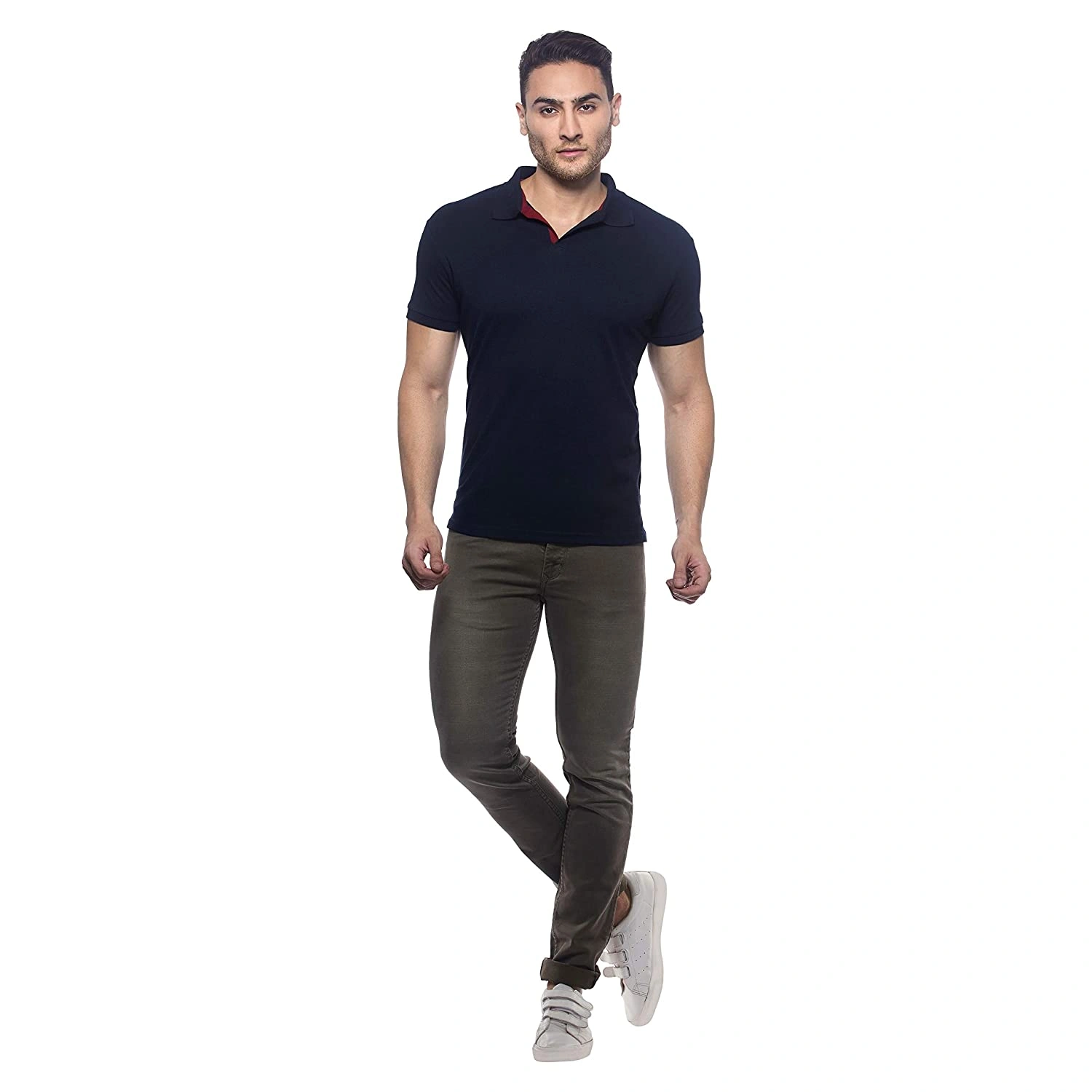 AMENDUS  Polo Neck Tshirt  NAVY-NAVY-S-4