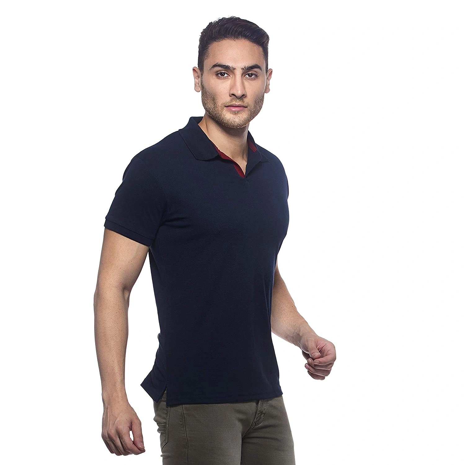 AMENDUS  Polo Neck Tshirt  NAVY-NAVY-S-1