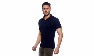 AMENDUS  Polo Neck Tshirt  NAVY
