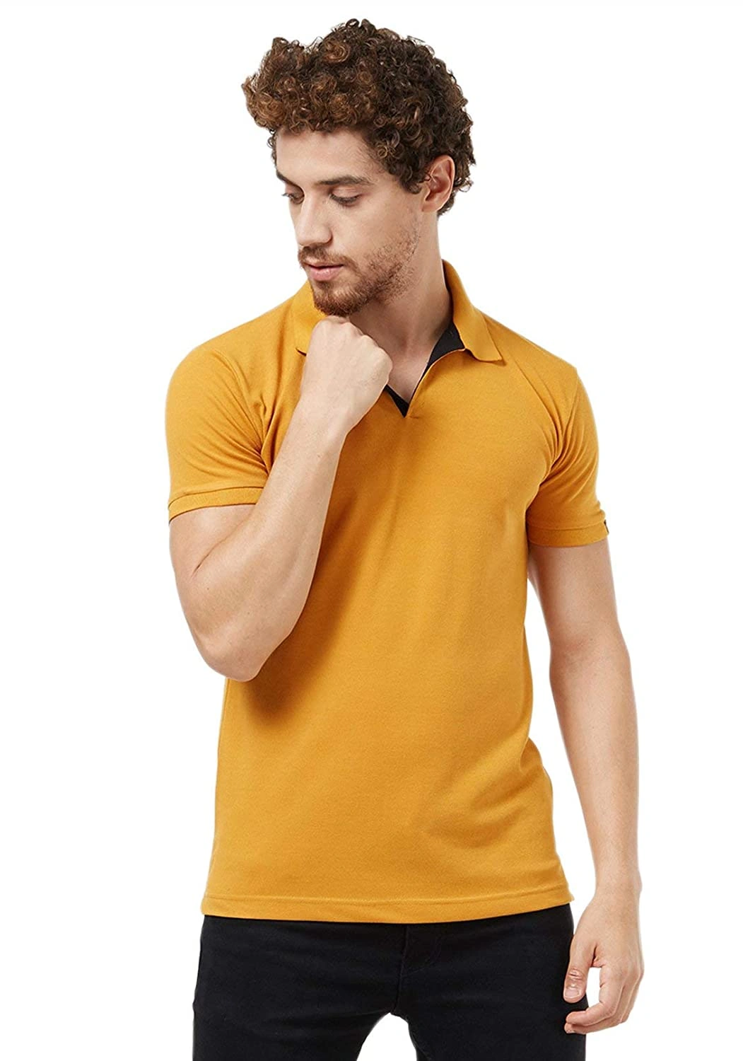 AMENDUS  Polo Neck Tshirt  MUSTED-MUSTED-3