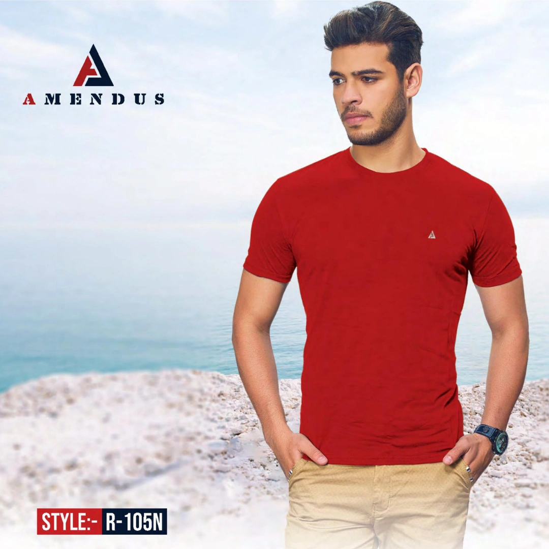 AMENDUS MENS ROUND NECK T-SHIRT-RED-S-2