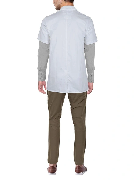 UNISEX Half Sleeves Doctor Lab Coat Apron-46-WHITE-4