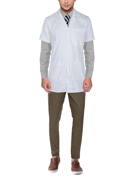 UNISEX Half Sleeves Doctor Lab Coat Apron-32-WHITE-3