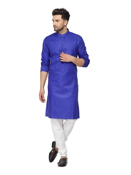 Men's Cotton Plain ROYAL BLUE Kurta Pyjama Set-RBLUE15