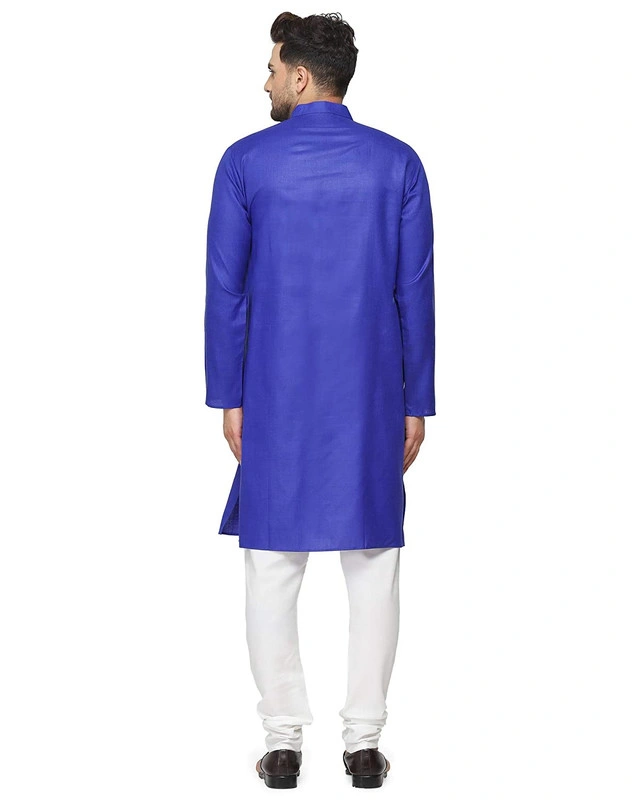 Men's Cotton Plain ROYAL BLUE Kurta Pyjama Set-34-ROLAL BLUE-3