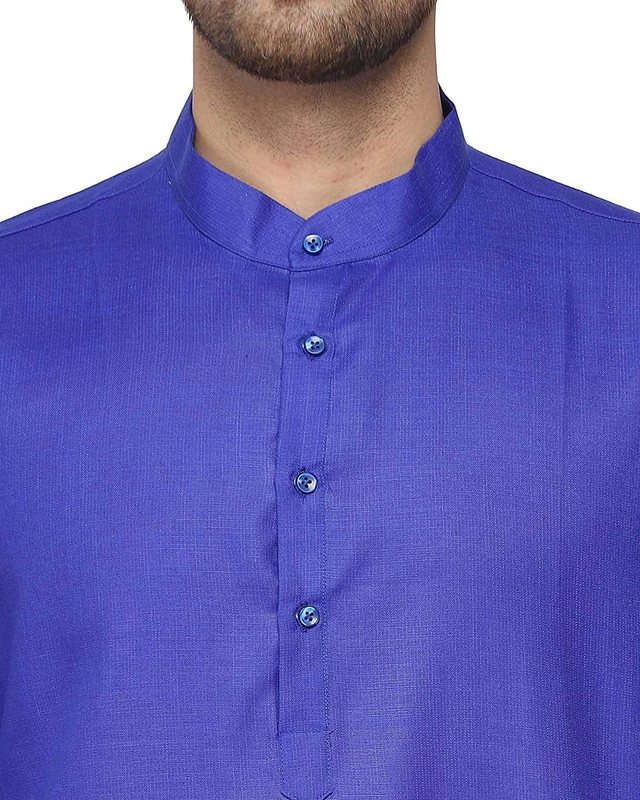 Men's Cotton Plain ROYAL BLUE Kurta Pyjama Set-ROLAL BLUE-36-2