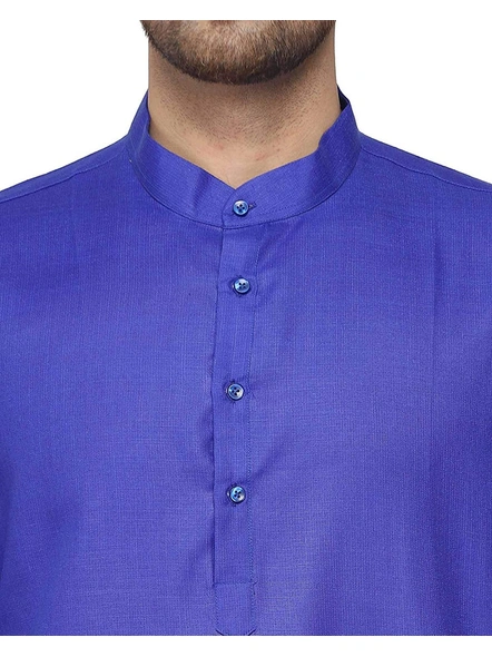 Men's Cotton Plain ROYAL BLUE Kurta Pyjama Set-ROLAL BLUE-40-2
