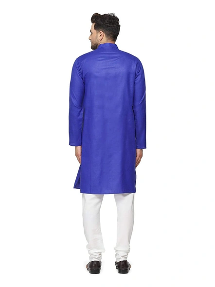Men's Cotton Plain ROYAL BLUE Kurta Pyjama Set-ROLAL BLUE-40-3