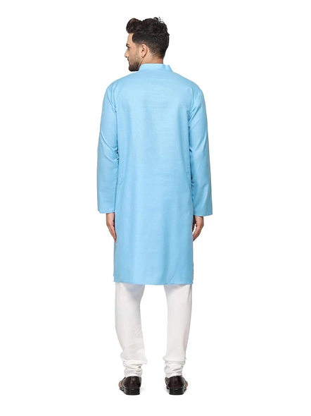 Men's Cotton Plain sky blue Kurta Pyjama Set-36-SKY BLUE-2